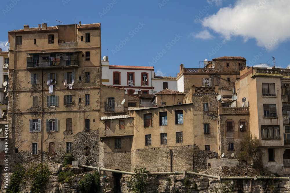 Houses on the cliff in Constantine city, Algeria