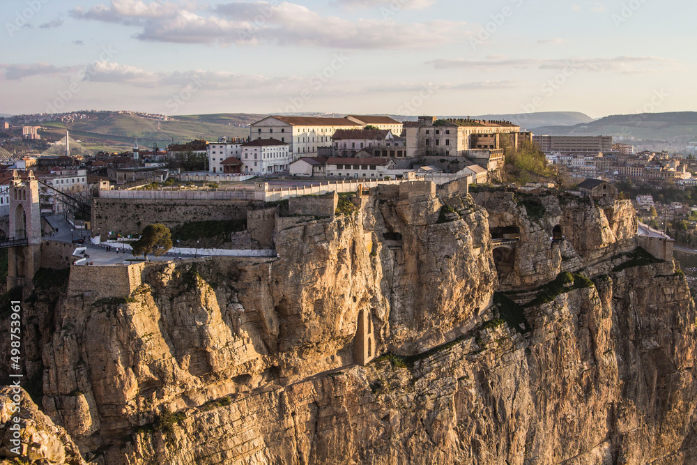 Evening view of Constantine city with bridges and mountains, Constantine, Algeria