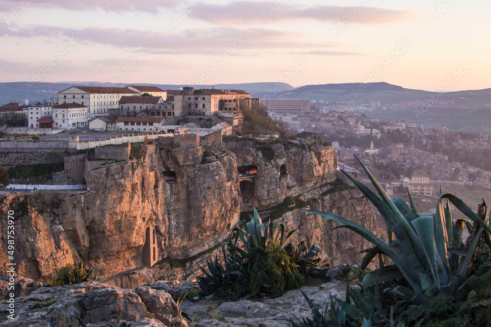 Fototapeta premium Evening view of Constantine city with bridges and mountains, Constantine, Algeria