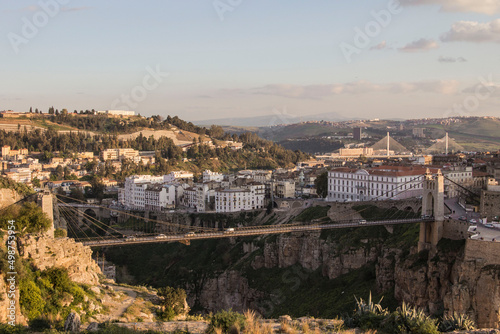 Evening view of Constantine city with bridges and mountains, Constantine, Algeria