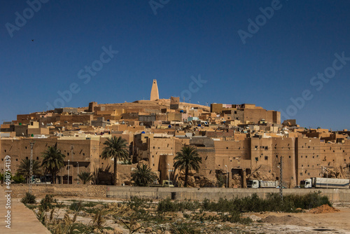 Beni Isguen ancient town, aerial view, Ghardaia Province, M'Zab Valley, Algeria