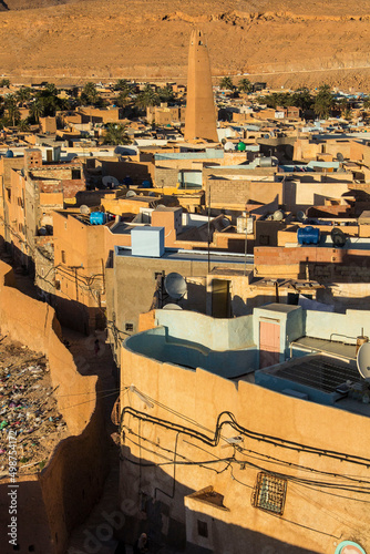 Beni Isguen ancient town, aerial view, Ghardaia Province, M'Zab Valley, Algeria photo