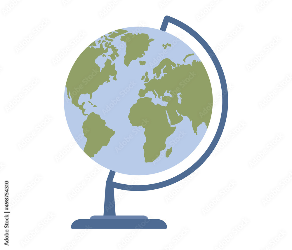 Table globe icon. Model of the Earth. Geography school supplies concept. Vector flat illustration Table globe icon. Model of the Earth. Geography school supplies concept. Vector flat illustration