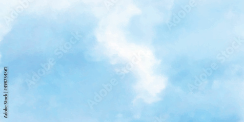 Blue sky and clouds Abstract design with watercolor hand-painted for nature background. Stain artistic vector used as being an element in the decorative design.