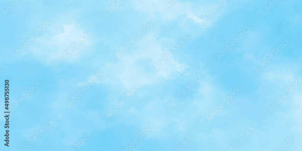 Abstract watercolor painted blue sky with clouds, Painted Light blue watercolor texture with space, Soft cloud in the sky background blue tone for wallpaper,decoration,graphics design and web design. 