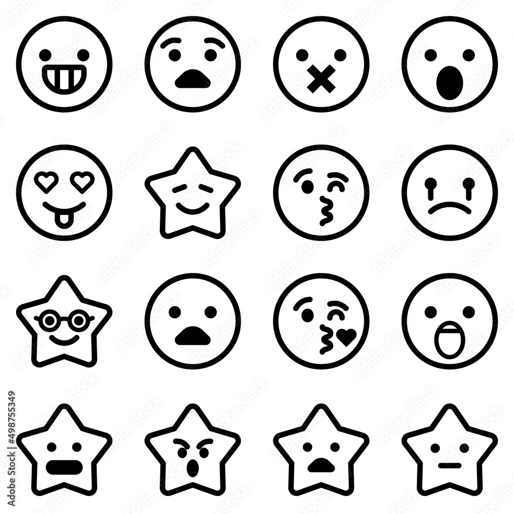 Emoji Flat Icon Set Isolated On White Background