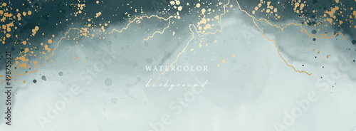 Vector watercolor horizontal universal background with glitter and copy space for text