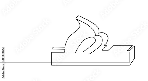 Antique wooden planer for planing wood. Continuous line drawing vector