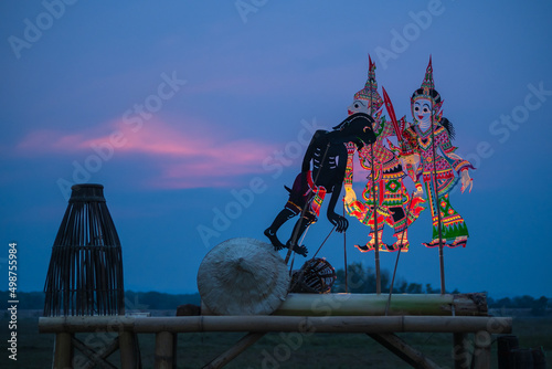 Shadow puppet and the sky (Thai Nang Talung) was one form of traditional public entertainment in the south of Thailand  photo