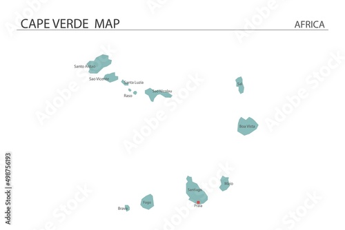 Cape Verde map vector illustration on white background. Map have all province and mark the capital city of Cape Verde.