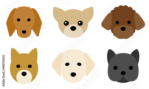 犬の顔のアイコン Illustration of different types of dogs