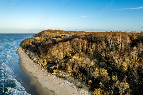 Przylądek Rozewie w Jastrzębiej Górze nad Bałtykiem, województwo Pomorskie w ...