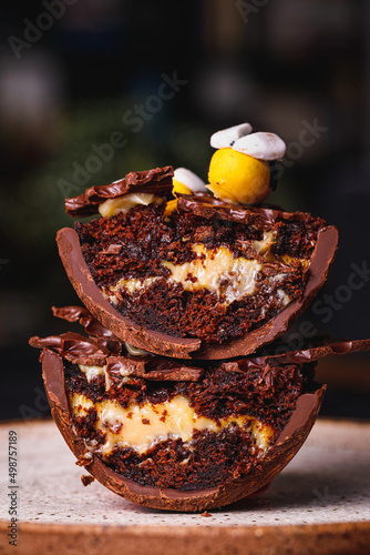 Easter egg filled with chocolate