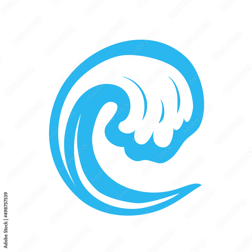 blue water wave line icon in the sea