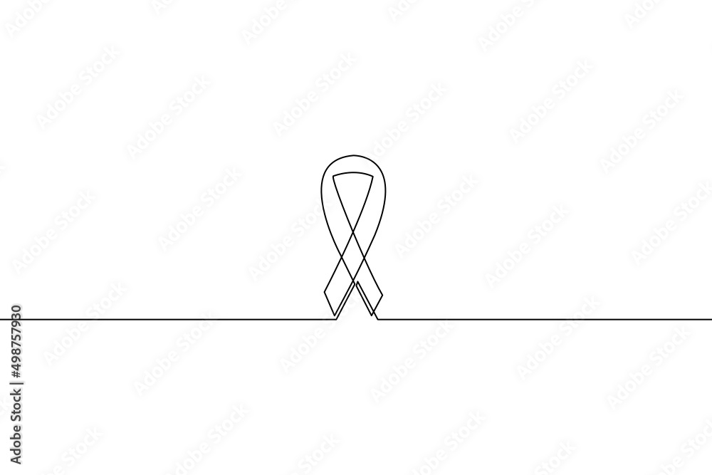 continuous line drawing of AIDS ribbon on white background. continuous line drawing of AIDS ribbon on white background.