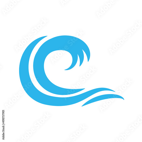 blue water wave line icon in the sea