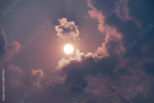 The cloud and the sun in the sky for background
