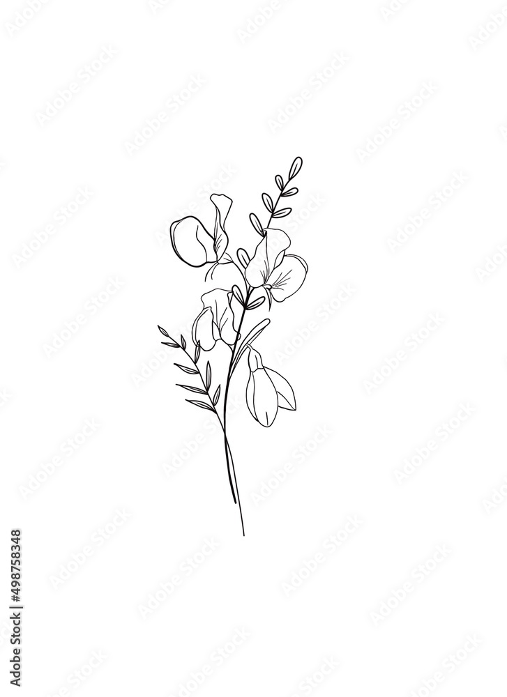 Simple floral line drawing Simple floral line drawing