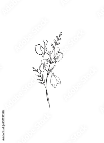 Simple floral line drawing 