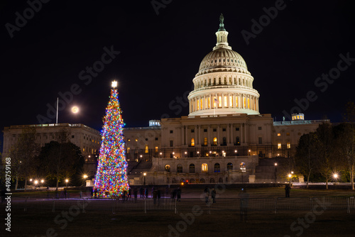 Full Moon and the US Capitol Christmas Tree