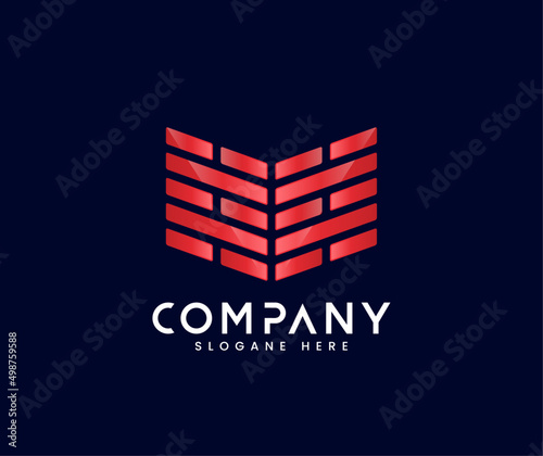 Abstract modern 3d style brick logo design