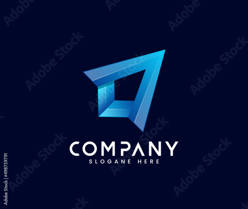 Abstract 3d paper plane logo design