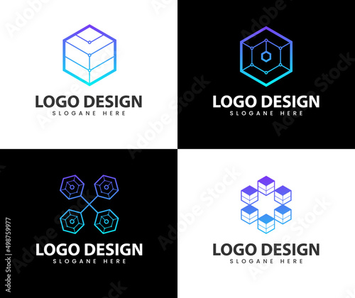 Hexagon blockchain technology logo design