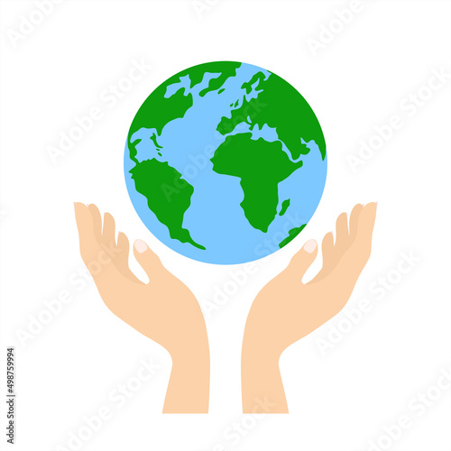 hands hold the globe. a symbol of peace. the planet is in your hands. vector illustration