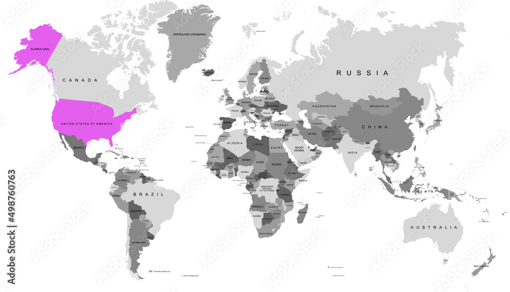 Obraz premium World map. United States of America map. USA. 