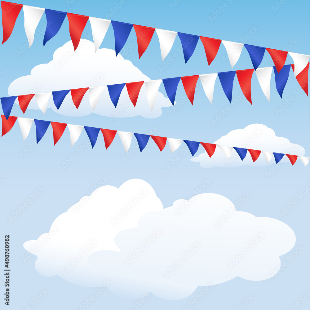 Red, white and blue bunting. Vector background suitable for street parties and jubilee celebrations. 