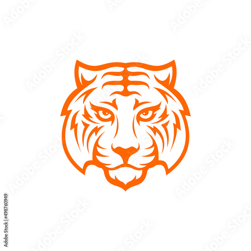 Fototapeta Naklejka Na Ścianę i Meble -  Tiger head vector logo icon illustration, face for retro logos, emblems, badges, labels template and t-shirt design element.