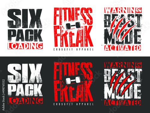 Fitness Gym Inspiration Quote t-shirt print, emblem, logo. Motivational vector illustration for Gym Training. Elements for posters, banners, wallpapers. Grunge Creative Typography Strong Sport Vector.