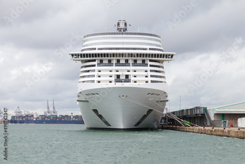 Cruise ship is moored in the port of Southampton