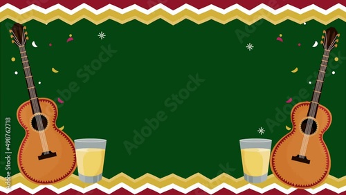 mexican fiesta celebration with guitars and tequila