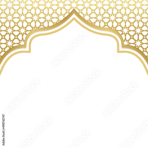 golden islamic gate background design, luxury islamic background with copy space template vector