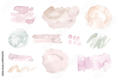 Watercolor soft pastel splash and brush stroke. Hand painted background