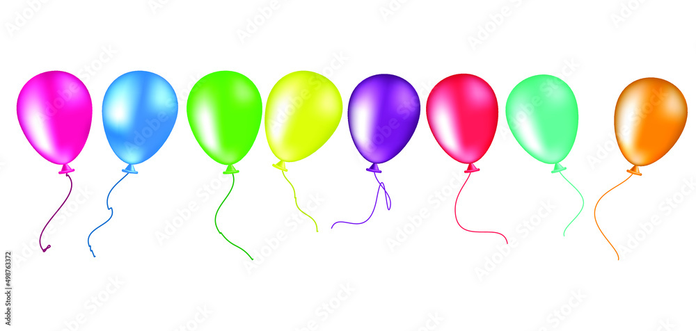 Set of balloon in realistic style for birthday and party. Set of balloon with rope for celebrate and carnival vector illustration Set of balloon in realistic style for birthday and party. Set of balloon with rope for celebrate and carnival vector illustration