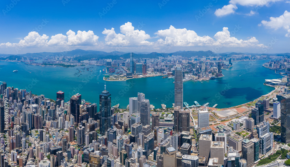 Aerial view of Hong Kong city landmark