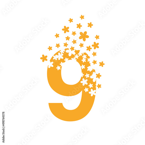 Number 9 dissolves into a cloud of flowers