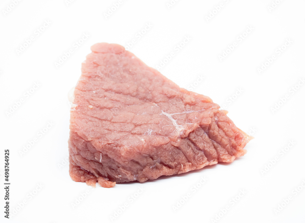 Fresh raw beef steak isolated on white background, selective focus.