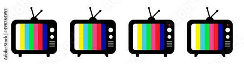 Television Icon With Screen Rainbow Icon. Television No Signal Icon, Vector Illustration