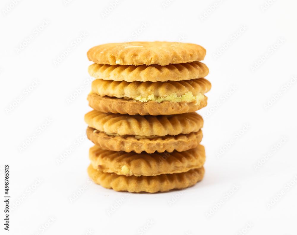 pineapple flavor biscuit isolated on white background, front view pineapple flavor biscuit isolated on white background, front view