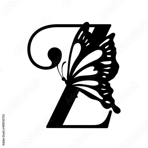 Z Alphabet Butterfly abstract monogram