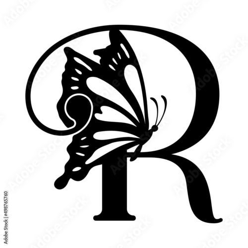 R Alphabet Butterfly abstract monogram