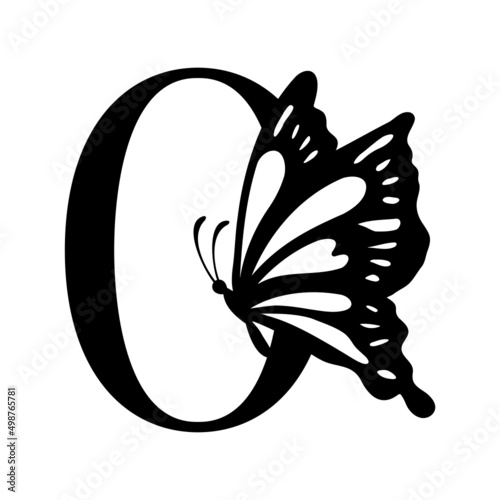 0 Number Zero Butterfly abstract monogram