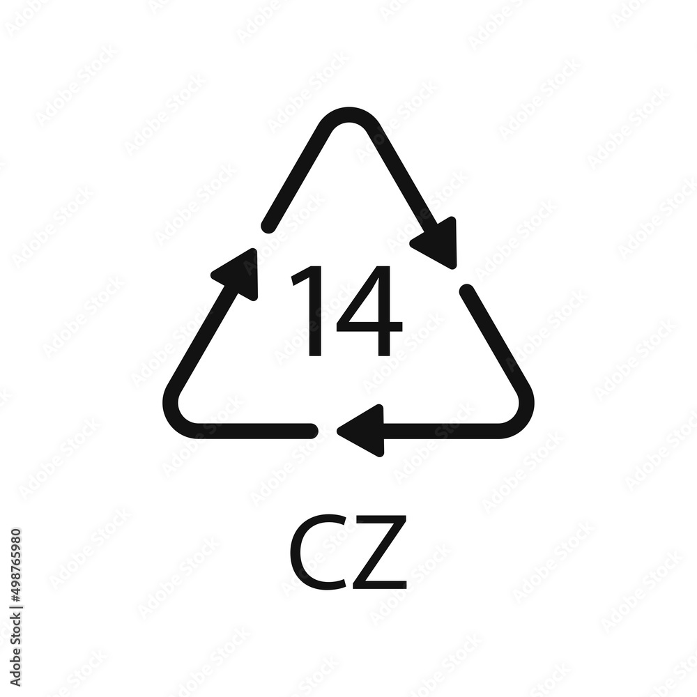 Battery recycling symbol 14 CZ . Vector illustration Battery recycling symbol 14 CZ . Vector illustration