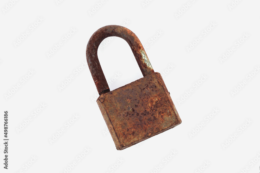 Old rust padlock isolated on white background Old rust padlock isolated on white background