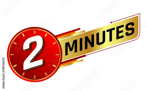 2 minutes isolated on white background. Time concept. Vector illustration.