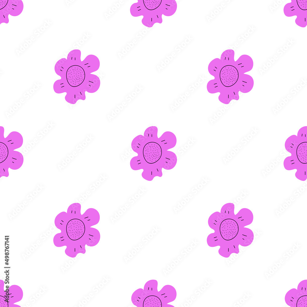 Floral seamless vector pattern with flowers. Spring flora. Simple hand-drawn kids style. Pretty ditsy for fabric, textile, wallpaper. Digital paper in white background Floral seamless vector pattern with flowers. Spring flora. Simple hand-drawn kids style. Pretty ditsy for fabric, textile, wallpaper. Digital paper in white background