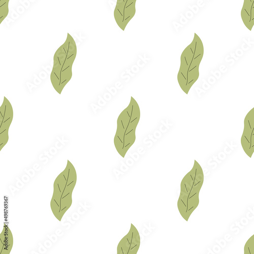 Leafs seamless pattern. Vector hand drawn botanical illustration. Pretty scandi style for fabric, textile, wallpaper. Digital paper in white background © Anna Eshka